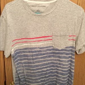 Hilfiger red white and blue t shirt with a pocket